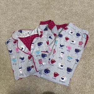Munki Munki Pajama Set Long Sleeve Coffee Mugs Cups Grey Pink Winter Christmas S